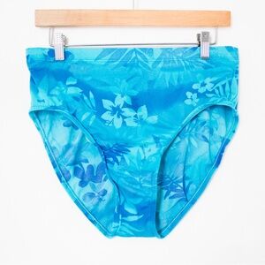 Le Cove | Vintage 80’s/90’s Blue Floral High Waist Swimsuit Bottoms | Size 16